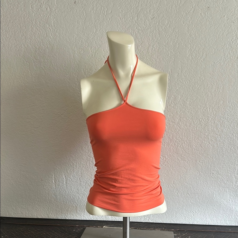 Fitted Orange Halter Tank Top
